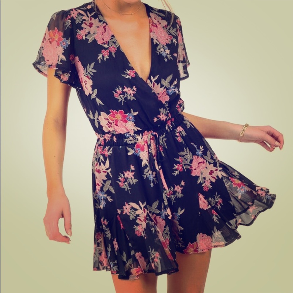 Francesca’s Floral Godet Romper